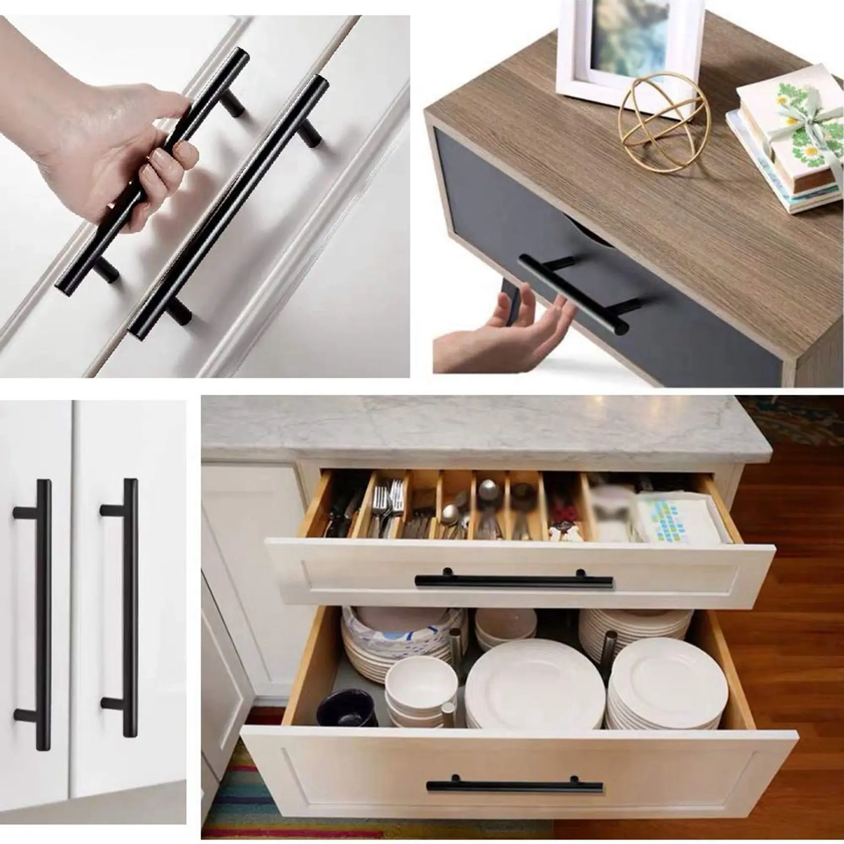 Y51A-40 Pack 5 Inch Cabinet Pulls Matte Black Stainless Steel Kitchen Cupboard Handles Cabinet Handles 5 Inch Length