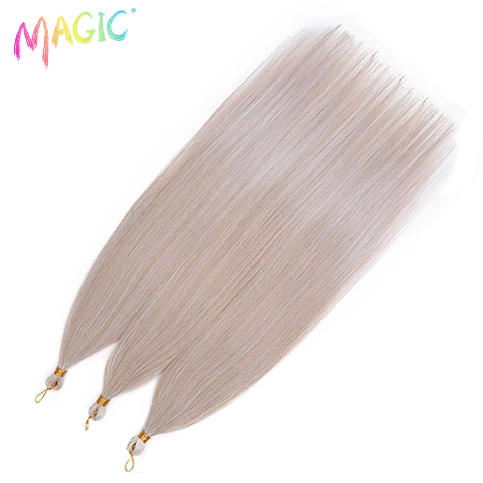 Magia Ariel-Extensão reta do cabelo do pônei, cabelo Crochet, torção Crochet, trança sintética, loira Ombre, 22"