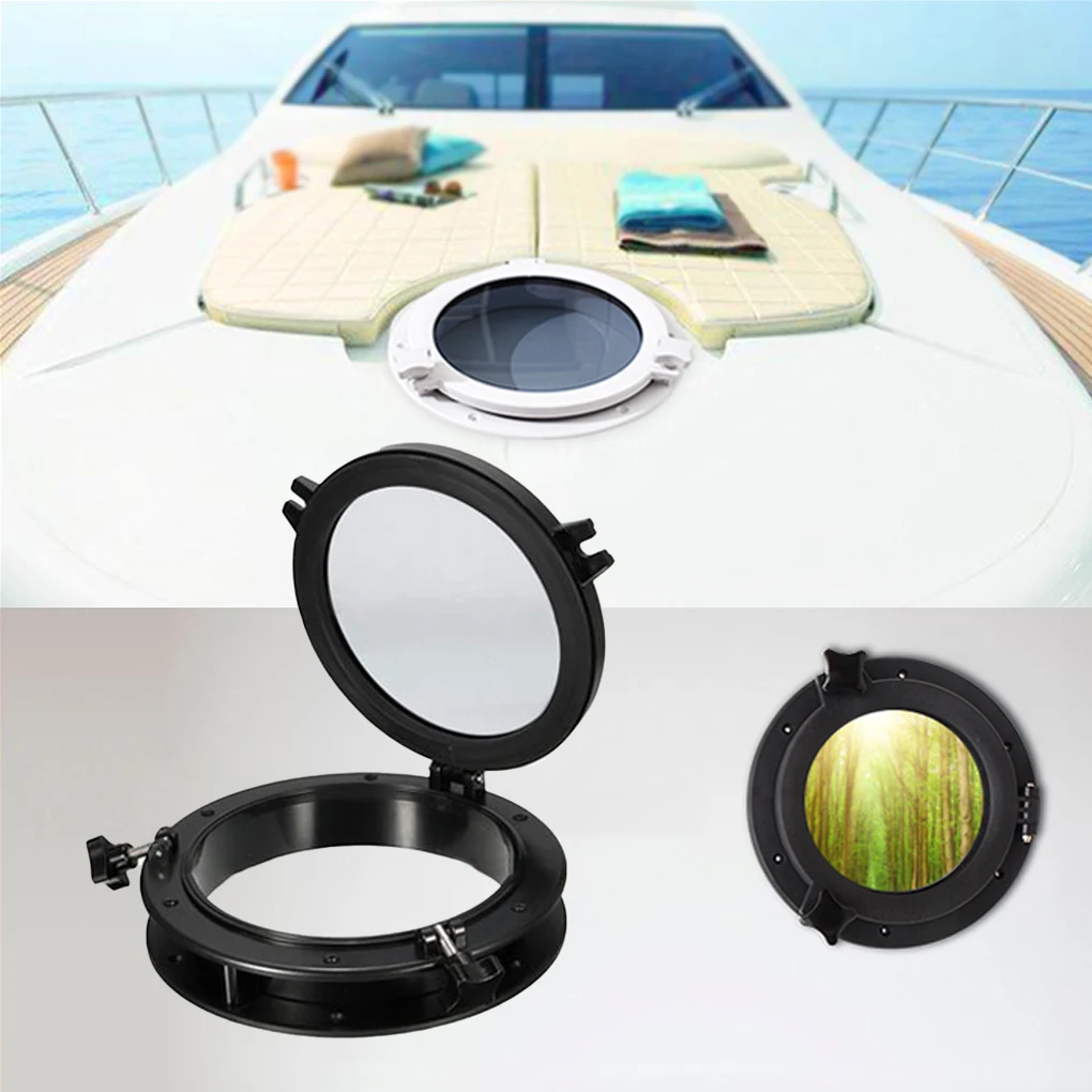 Round Boat Porthole Kayak Port Hole Anti-Rust 4mm Tempered Glass Rubber Sealed Leak-proof Opening Portlight Hardware Accessories