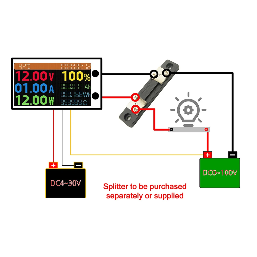 9 in 1 Voltmeter Ammeter 10A 20A 50A 100A Multifunction Digital IPS Voltage Current Power Energy Battery Electricity Test Meter