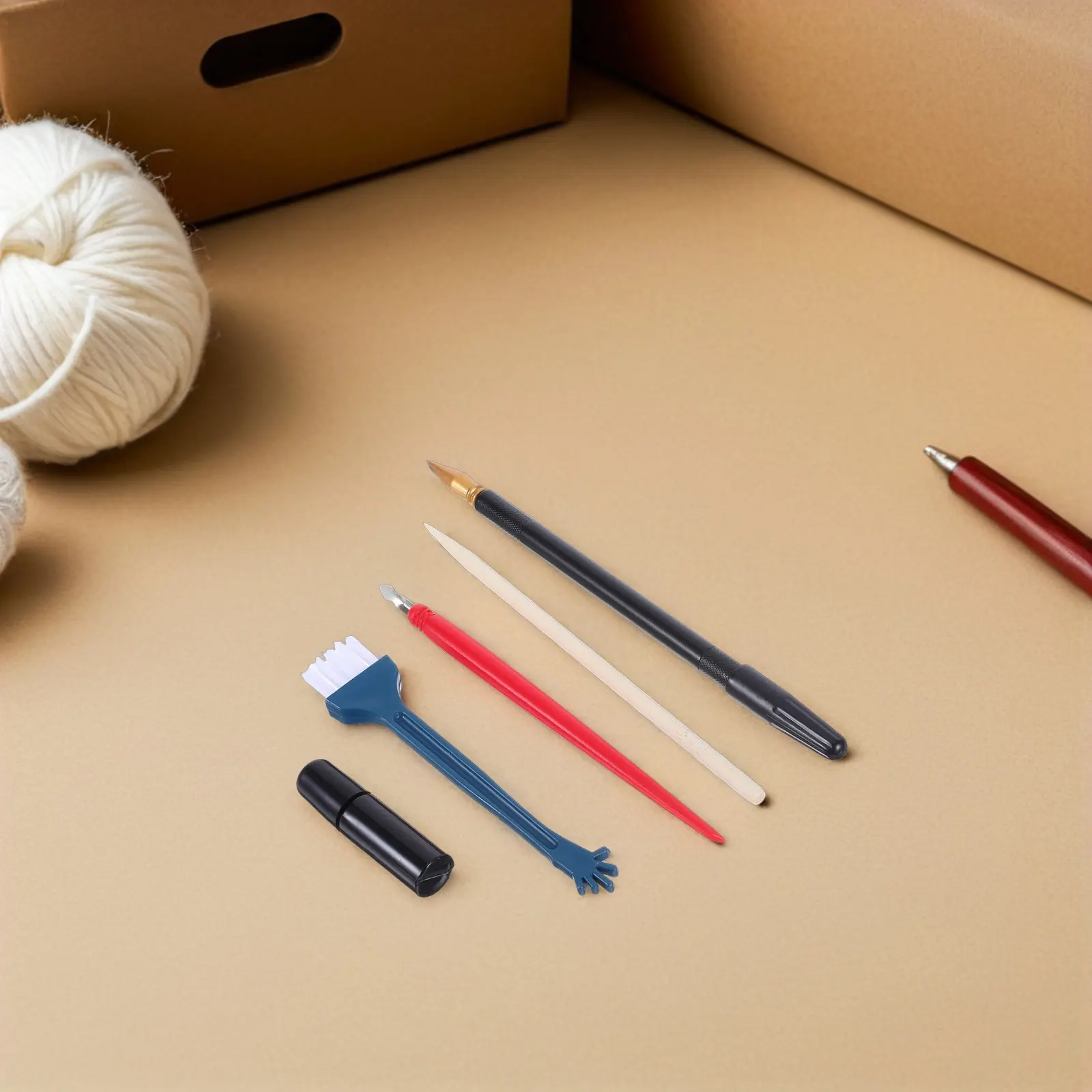 5Pcs Wooden Scratch Detail Pens Set Ergonomic Art Tools for Precise Drawing Texturing on Scratch Paper Crafting Engraving Stylus