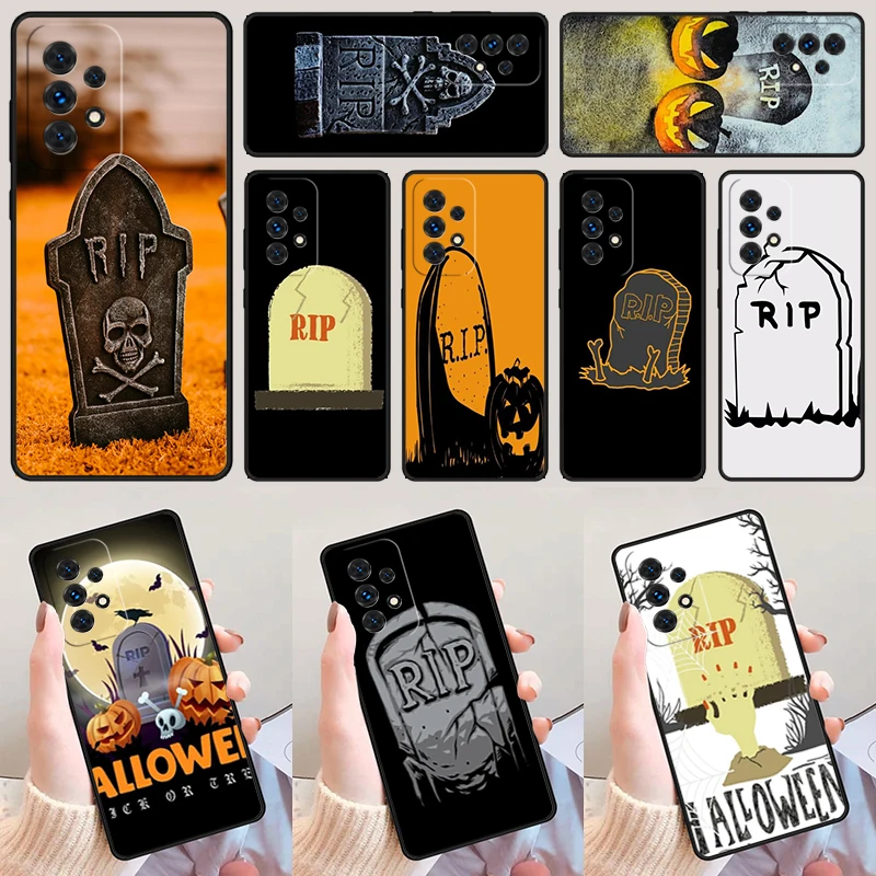 Halloween RIP Grave Stone For Samsung Galaxy A52 A72 A73 A20e A21S A50 A70 A11 A12 A42 A31 A40 A51 A71 A32 A80 A91 Phone Case