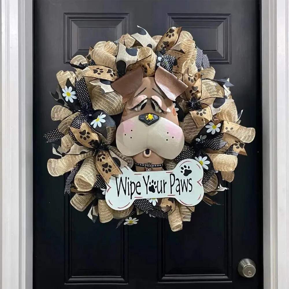 

Puppy Wreaths For Front Door Dog Lovers Decors For Farmhouse Garland Decoration Hanging Wall Decals for easter festive supplies