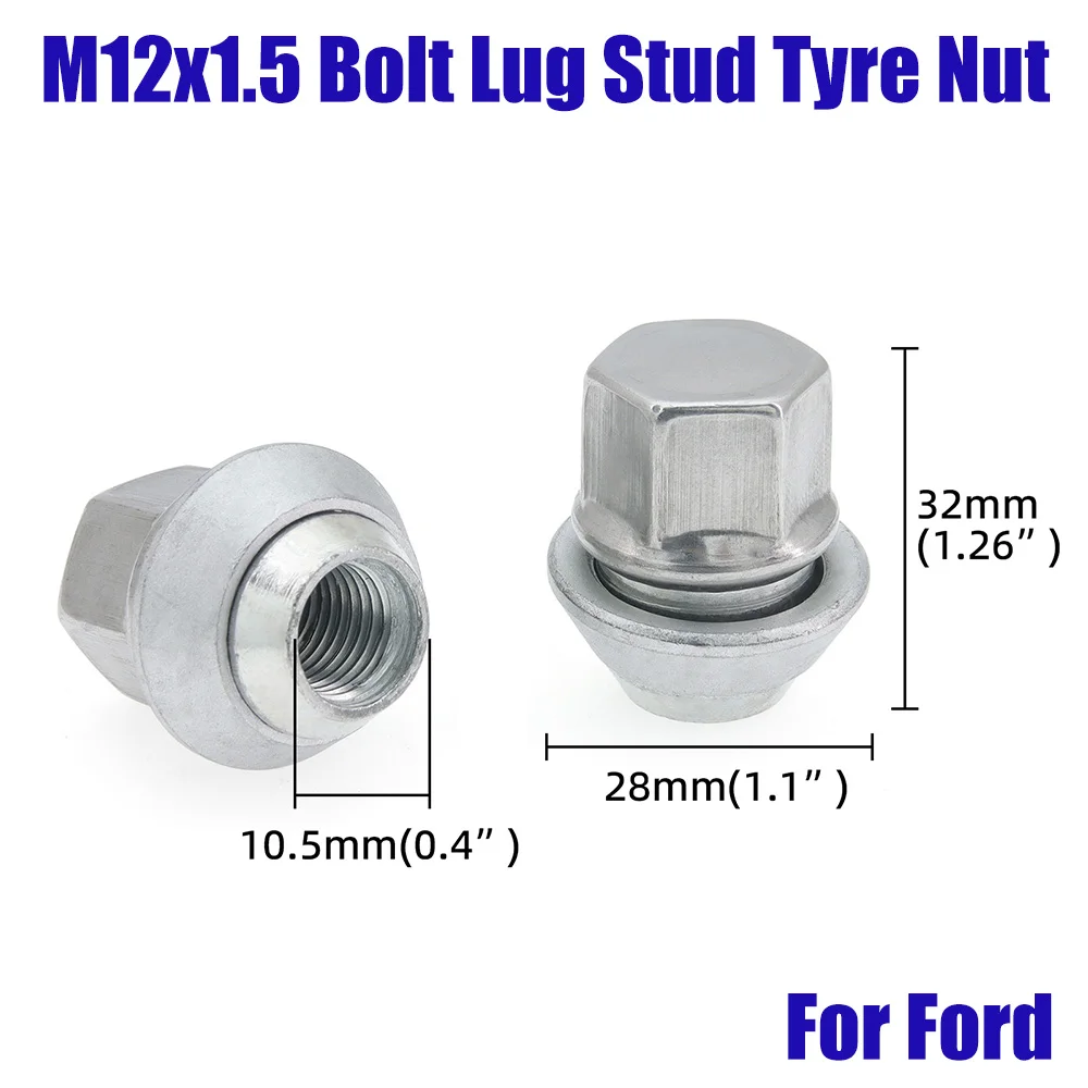 M12x1.5 Bolt Tire Alloy Steel Wheel Nut For Ford Fiesta Mondeo C-Max MK1 MK2 MK3 Bolt Lug Stud Tyre Alloy Wheel Nuts 1/5/10 PCS