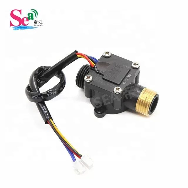 1-30L/min G1/2 DN15 Water Heater Flow Switch Turbine Type Flow Meter Copper Shell Threaded With NTC 50K Hot Water Sensor