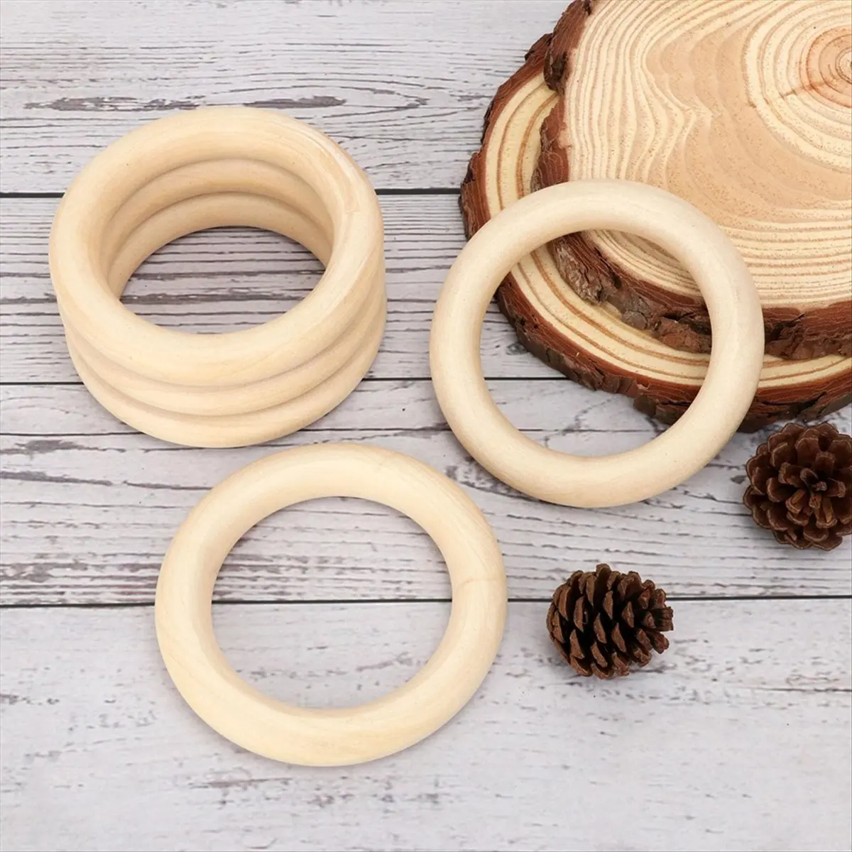Reliable- 30 Pack Unfinished Wooden Rings Natural 4 Inch Wood Craft Rings for DIY Crafts, Jewelry Making, Macrame & Home Decor