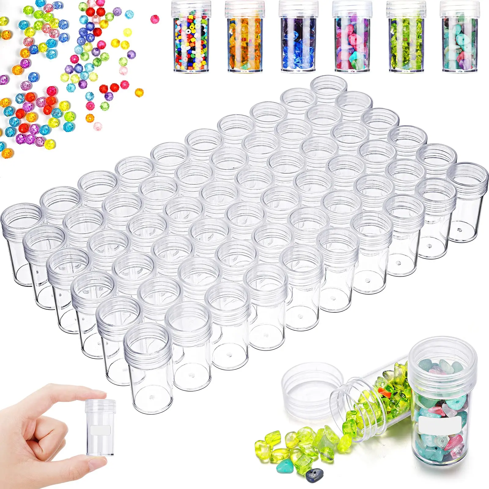 15/30/60pcs Bead Storage Bottle, Accessories Organizer, DIY Diamond Painting Organizer Tools, Rhinestone Mosaic Art Mini Storage