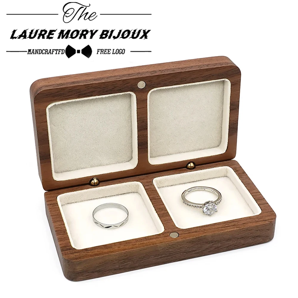 

New Jewelry Box Organizer Double Seat Storage Earring Ring Case Lover Rings Gift Box Premium Display Holder Cajas stand