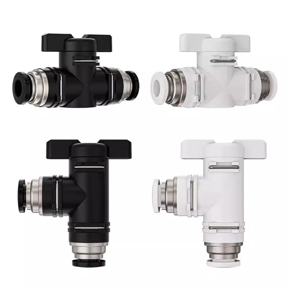 BUC BUL White Pneumatic Quick Connector Hand Valve Manual Switch Air Valve Straight Through Elbow L-shaped Ball Valve Switch 6 8