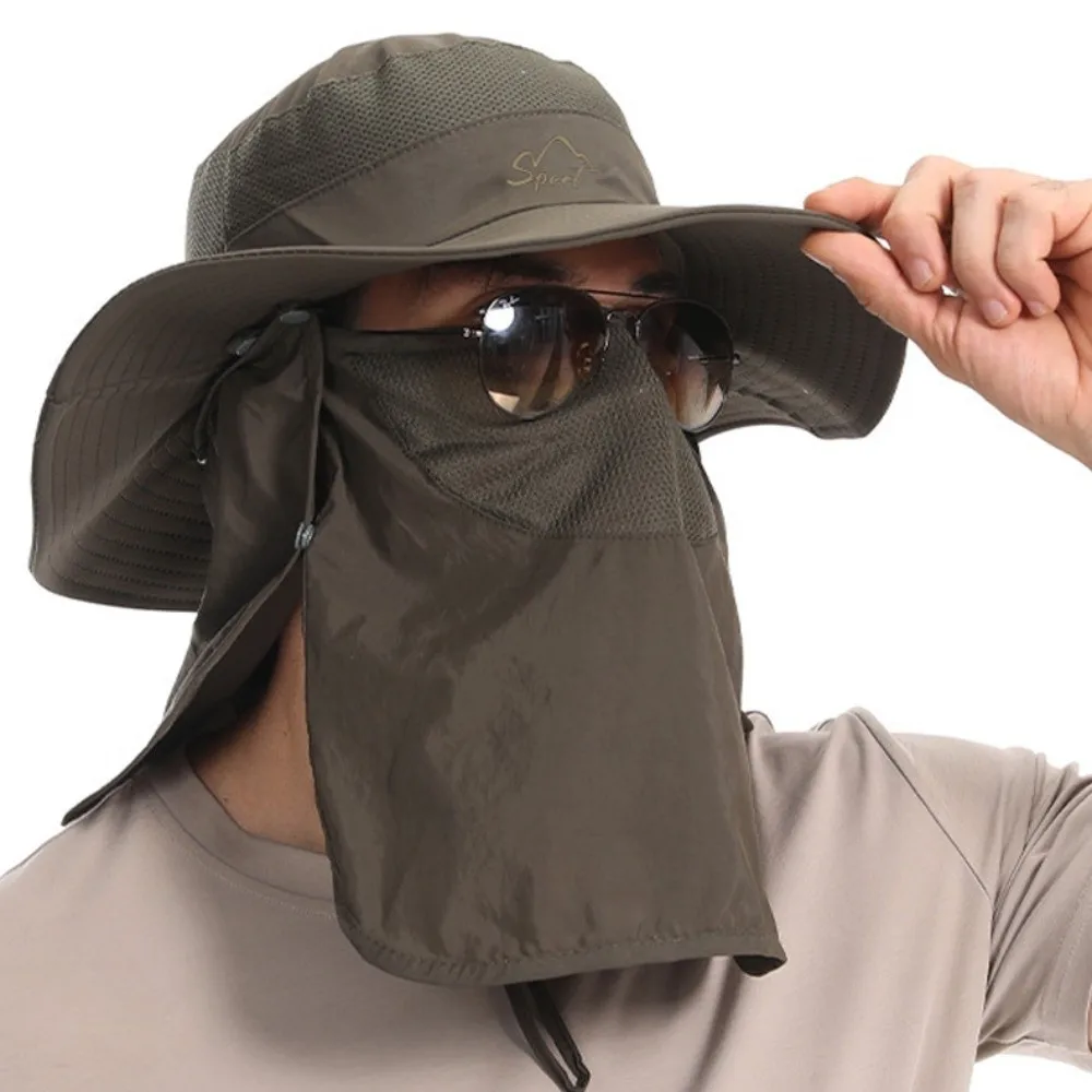 UV Protection Summer Fisherman Cap Removable Neck Flap Quick Drying Removable Visor Hat Waterproof Face Neck Cover Bucket Hat