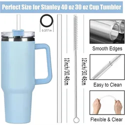 Replacement Straw Compatible with 40 Oz 30 Oz Cup Tumbler,Reusable Straw with Cleaning Brush, Plastic, Clear