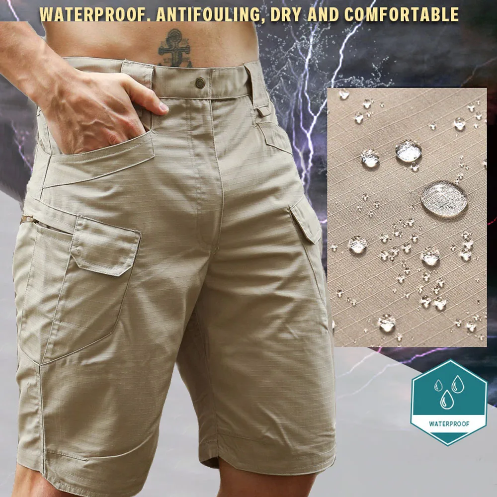 Summer Men Cargo Shorts Tactical Short Pants Waterproof Quick Dry Multi-pocket Shorts Men\'s Outdoor Clothes Hunting Fishing