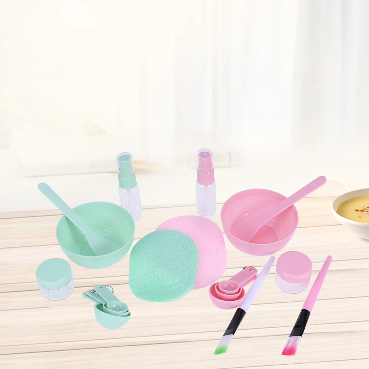 

2 Set Facial Mask Bowl Set High Quality Plastic Diy Beauty Tools Includes Brush Spoon Spray Bottle Kit For Women