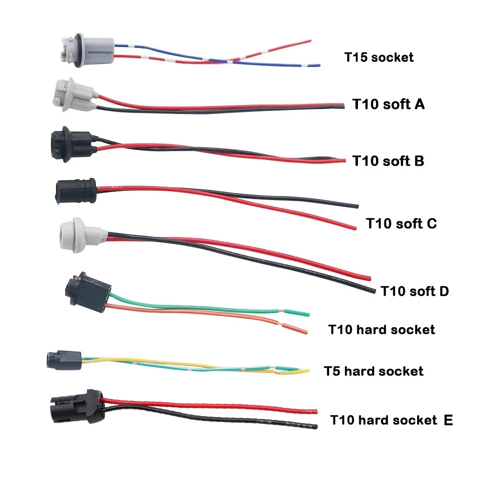 1PCS T10 W5W T5 T15 Soft Bulb Holder Adapters Cable LED Bulb Connector Socket Wedge Base Light Plug Extension Wiring Harnesses