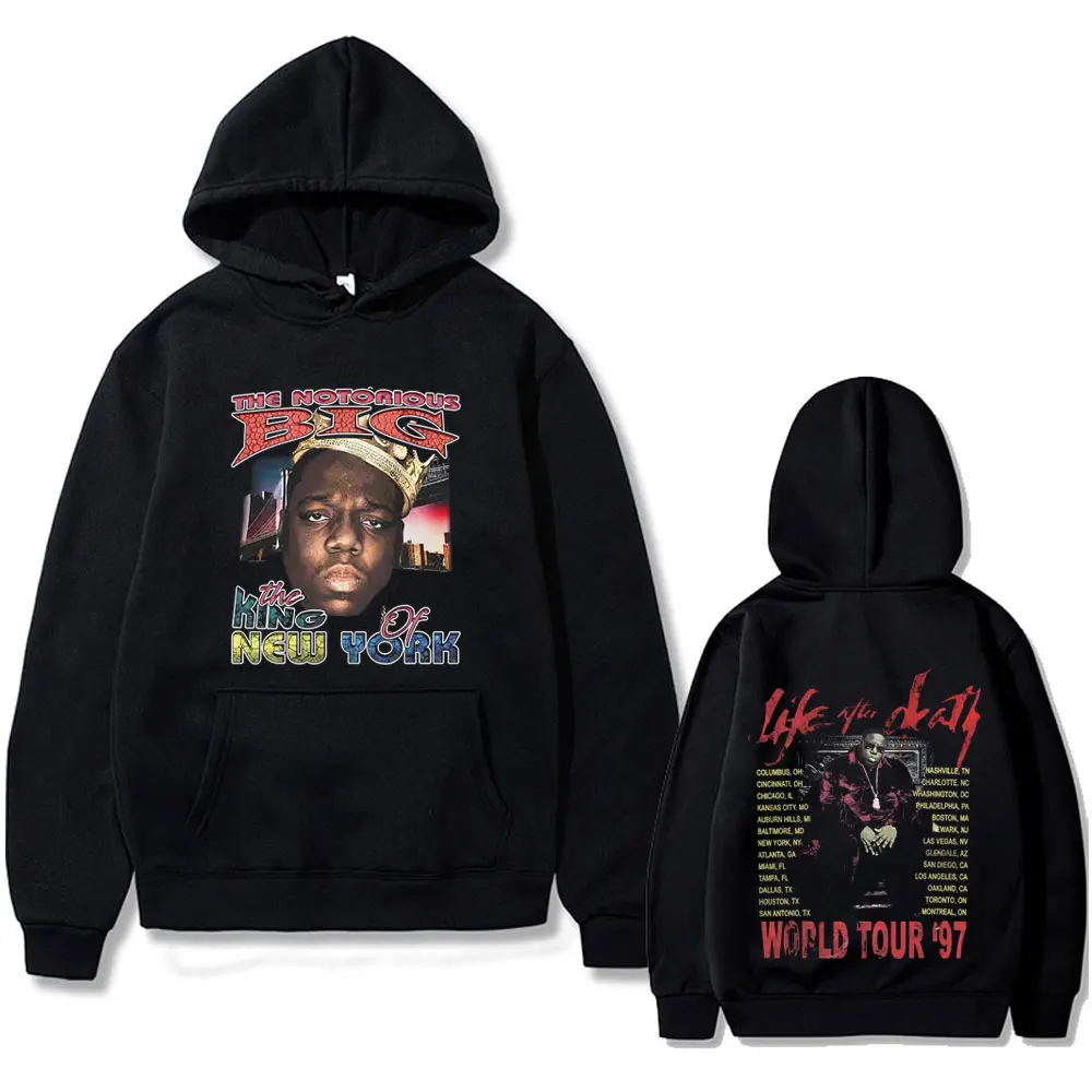 

Rapper The Notorious Big The King New of York World Tour 97 Hoodie Biggie Smalls Pullover Men Women Hip Hop Vintage Sweatshirt
