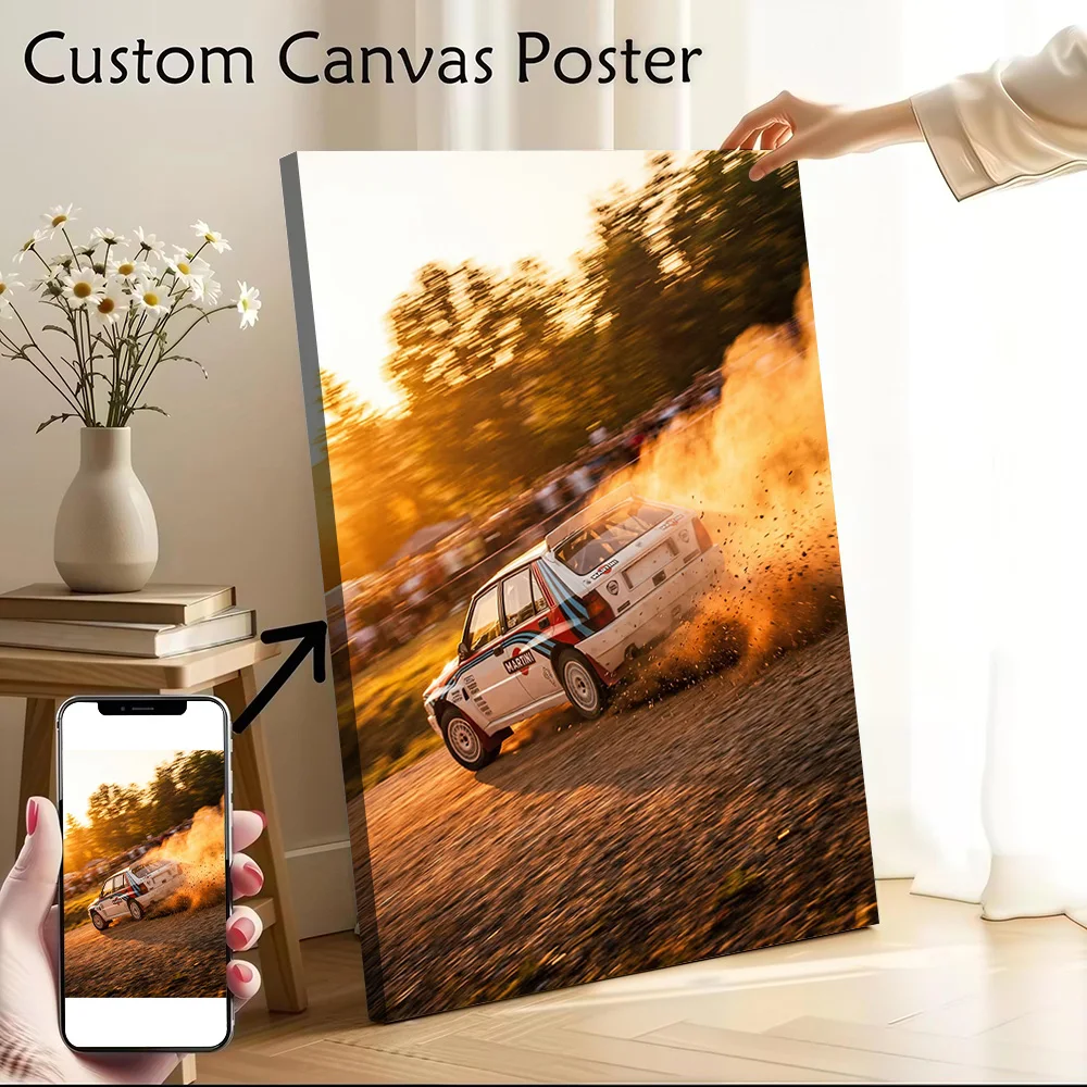Sports Car Delta Rally Car Drifting Poster Canvas Wall Art Custom Photo Print Modern Painting for Fans Room Ornaments Wand Deko