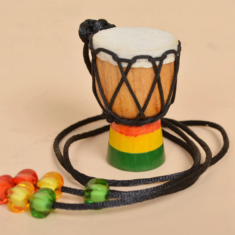 New Hot 5 Pcs Instrument Necklaces Djembe Drum Mini Pendant African Drum Wooden Necklace Drums And Percussion