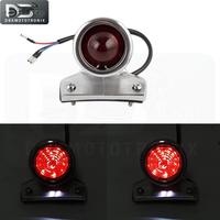 Motorcycle Aluminum Chrome Retro Brake LED Tail Light Lamp Bracket For Harley Chopper Bobber Rear Red Polished