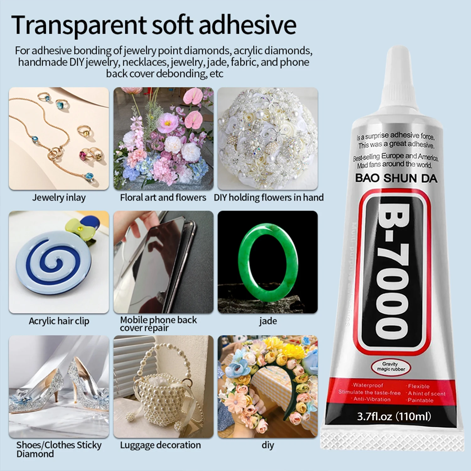 B-7000 Phone Screen Repair Glue Clear 15ml/25ml/50ml/110ml, Phone Case Repair Liquid Super Strong Transparent Waterproof Jewelry Craft Glue , Fast Drying Resin Glue.