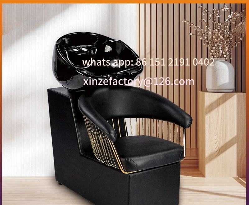 

Customizable hair salon hair salon semi-reclining shampoo bed special flush bed massage bed barber shop ceramic basin shampoo