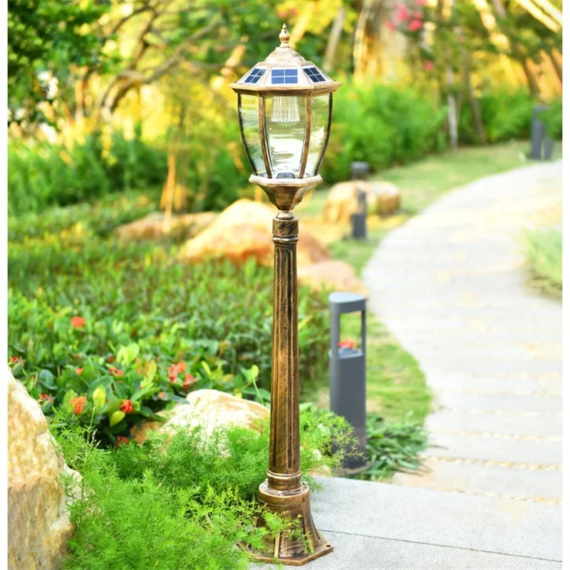 COLIN Retro Luzes de gramado ao ar livre Lâmpada solar de jardim LED à prova d'água decorativa para casa para caminho pátio