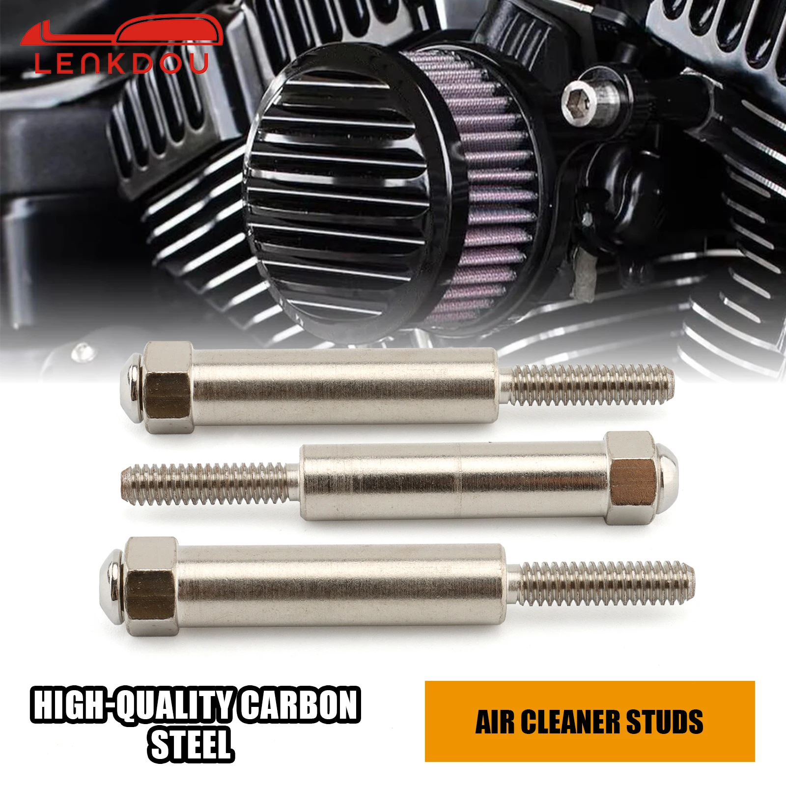 

3pcs Silver Air Cleaner Studs Carbon Steel For Harley Velocity Stack Motorcycle Air Cleaner Intake Filter Long Bolts Screw