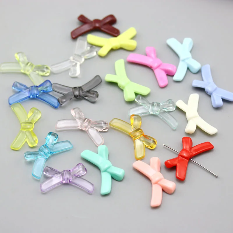 20pcs 20*35mm Shiny Small Bowknot Beads candy Color Jewelry Accessories Mobile Phone Chain Making DIY Material bracelet necklace