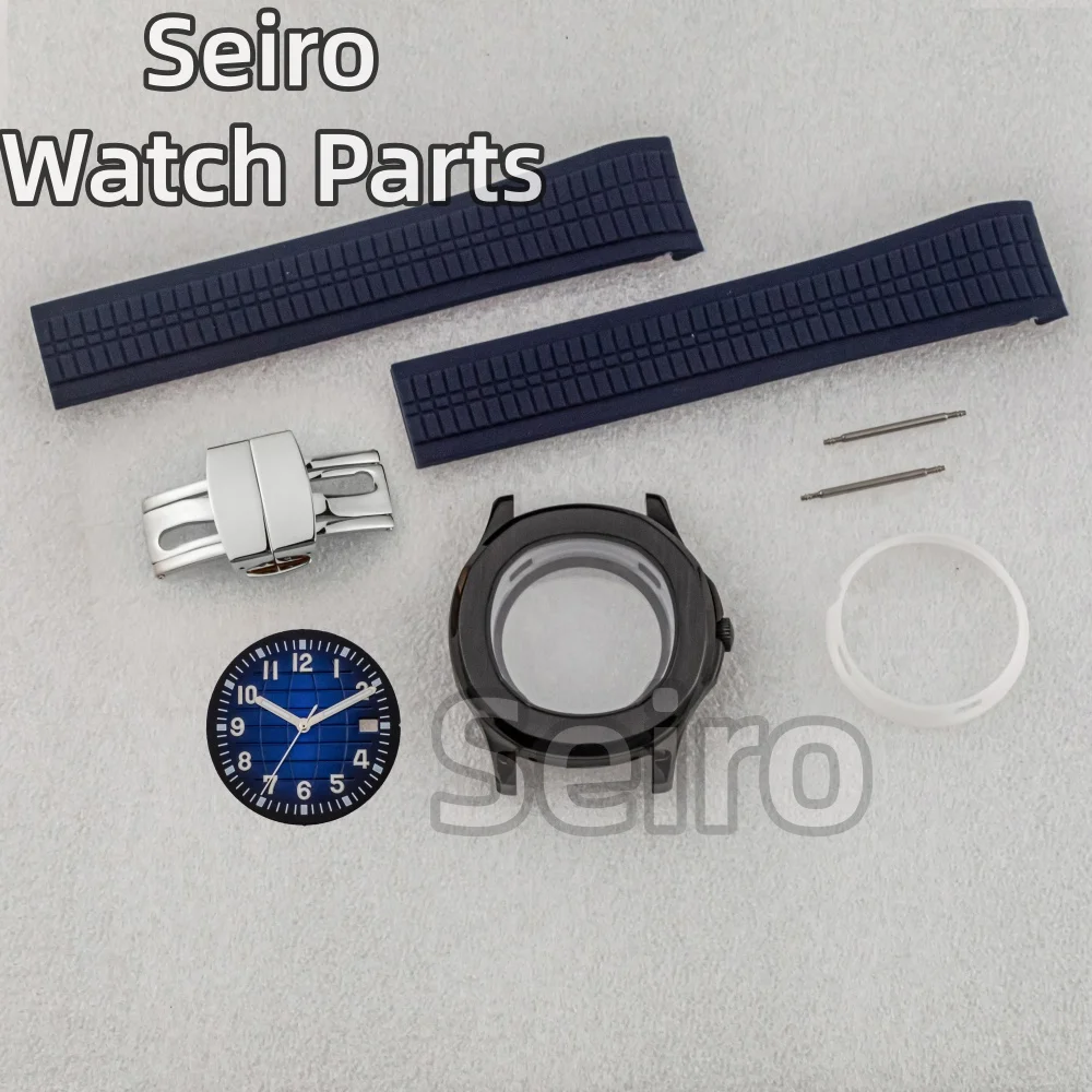 

42mm Nautilus AQUANAUT Stainless Steel Case Sapphire Glass Fit NH35/NH36/NH38/NH70 Movement Men's Watch Case Rubber Strap Parts