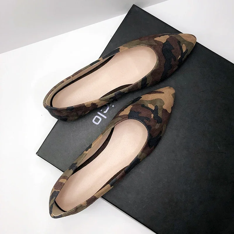 Lady Camouflage Bow Flats voor brede voeten 33-48 Groen Bruin Zwart Schoenen Comfortabele instappers Ourdoor Driver Nieuwigheid Gemengde kleuren