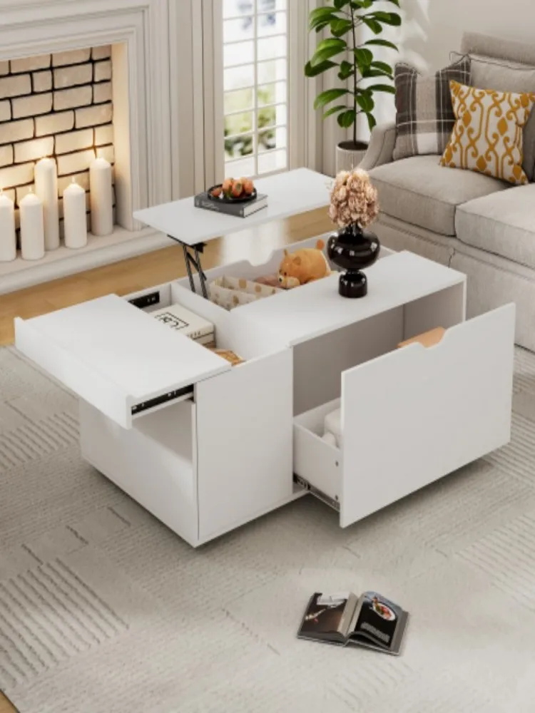 Lift Up Coffee Table, Coffee Table With Drawer, Wooden Tea Tables Sofa End Tables for Living Room Furniture , White