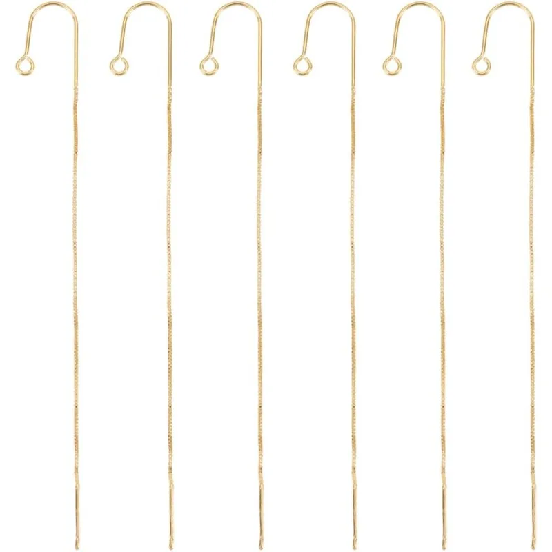 

12Pcs 93mm Ear Threads 18K Gold Plated Tassel Threader Earrings with 925 Sterling Silver Pins and Loop U-Shaped Drop Earring