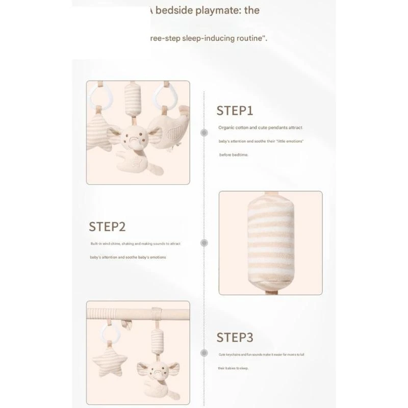 لعبة قطيفة معلقة تنموية للرضع، مشبك عربة أطفال آمن، تصميم قابل للغسل، 15UB #4