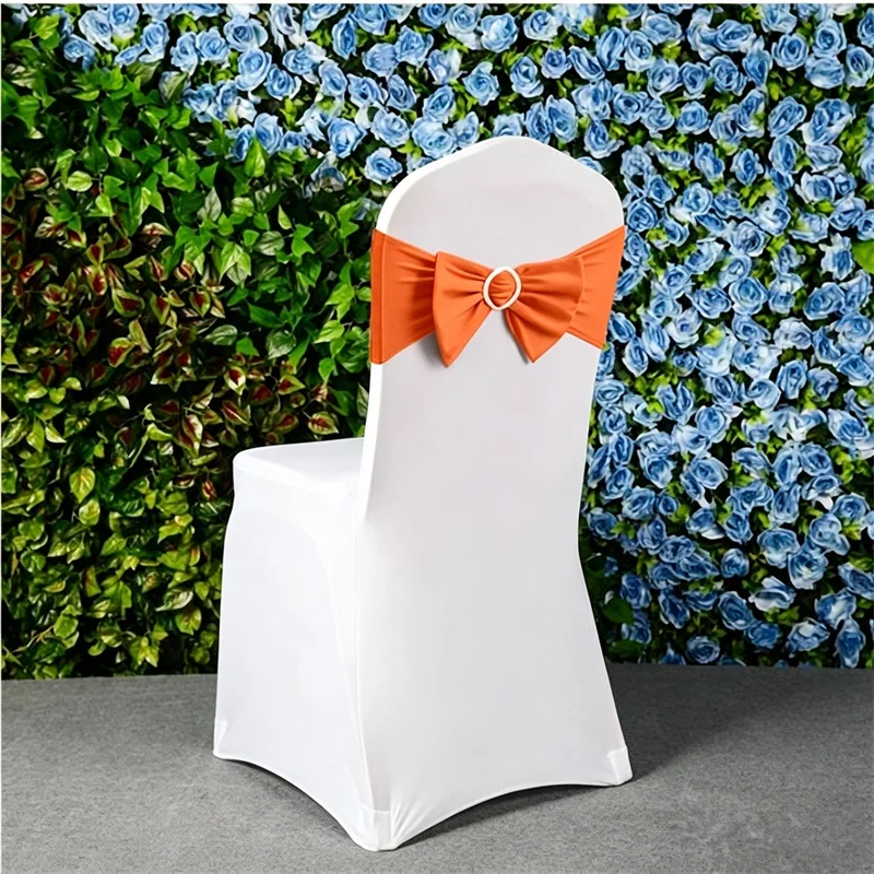 Spandex Chair Back Decorative Bow Sashes Lycra Band Spandex Chair Cover Sashes For Wedding Event Banquet Party Decoration