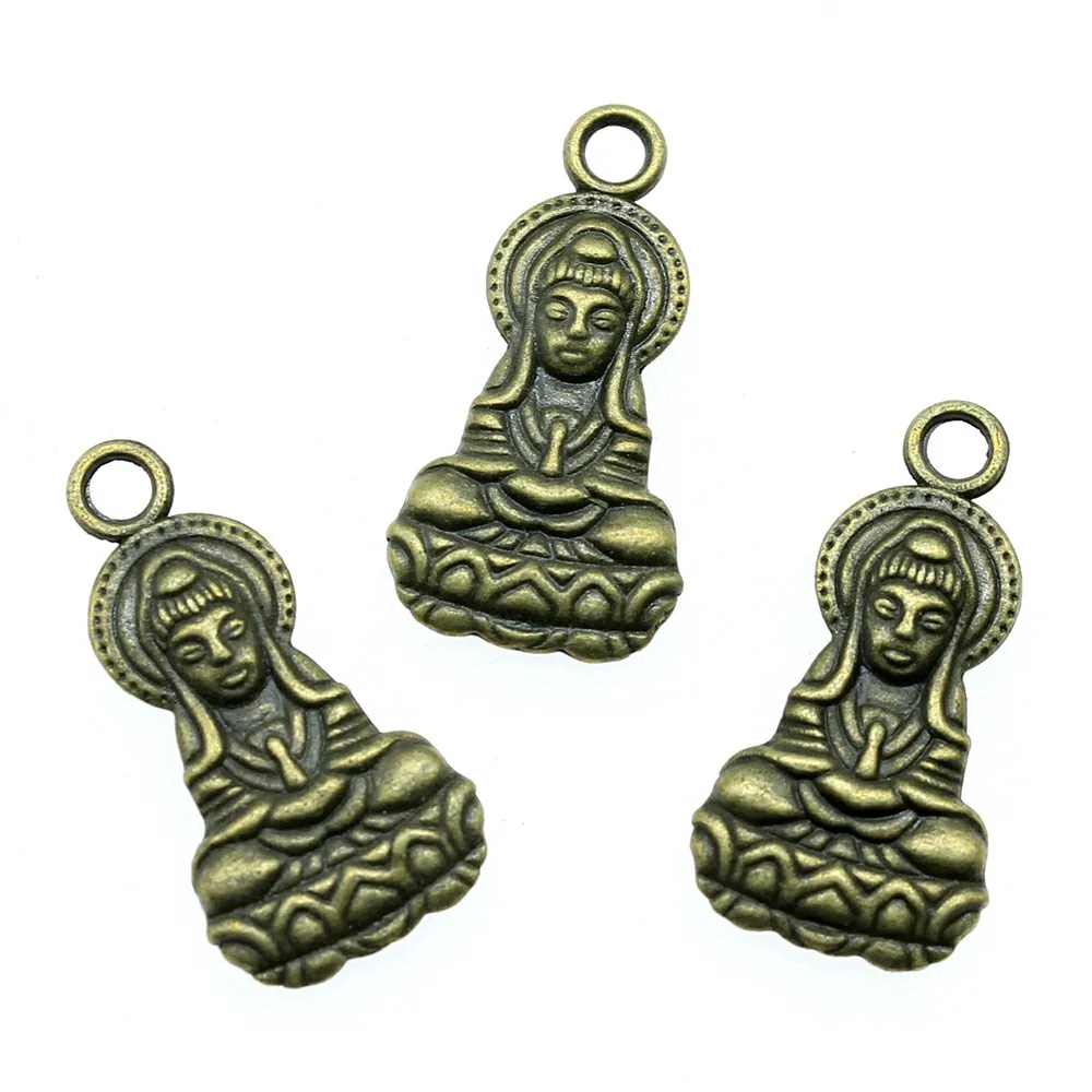 10pcs  26x13mm Alloy Charm Double Sided Goddess Of Mercy Pendant