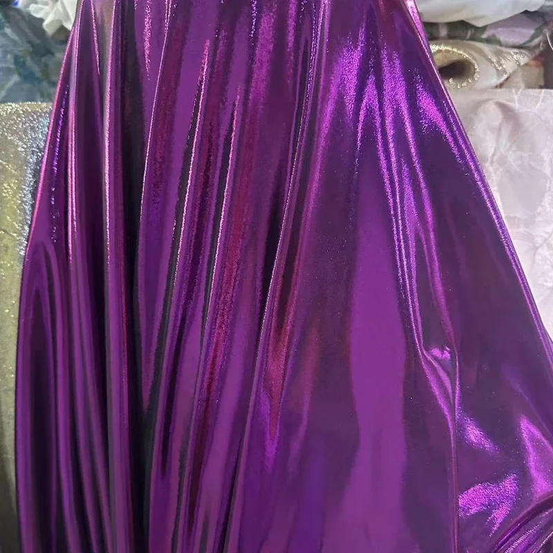Liquid Metallic Shiny Fabric Soft Mirror Gold Glossy Stretch Cloth for Slip Dresses Evening Gowns  Designer Garments