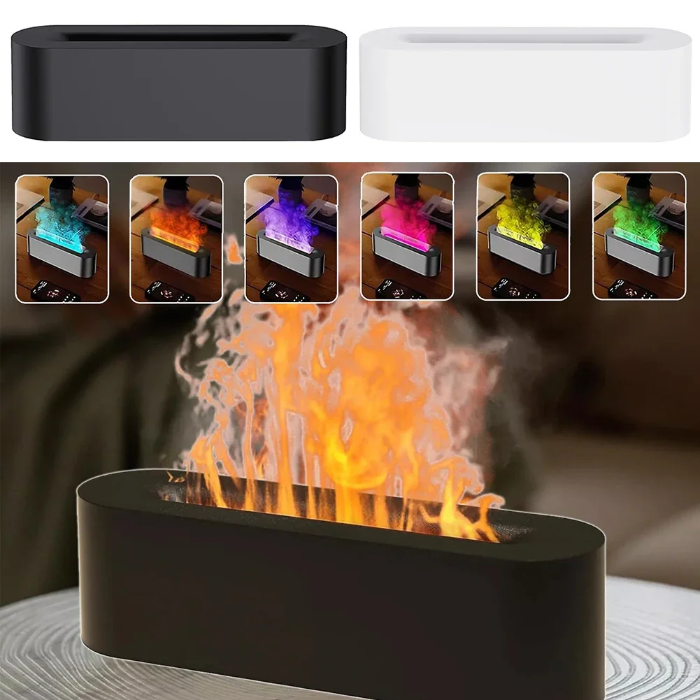 Simulated Flame Humidifier 3D Colorful Atmosphere Light Aromatherapy Diffuser Flame Air Humidifier Ultrasonics Freshening Spray