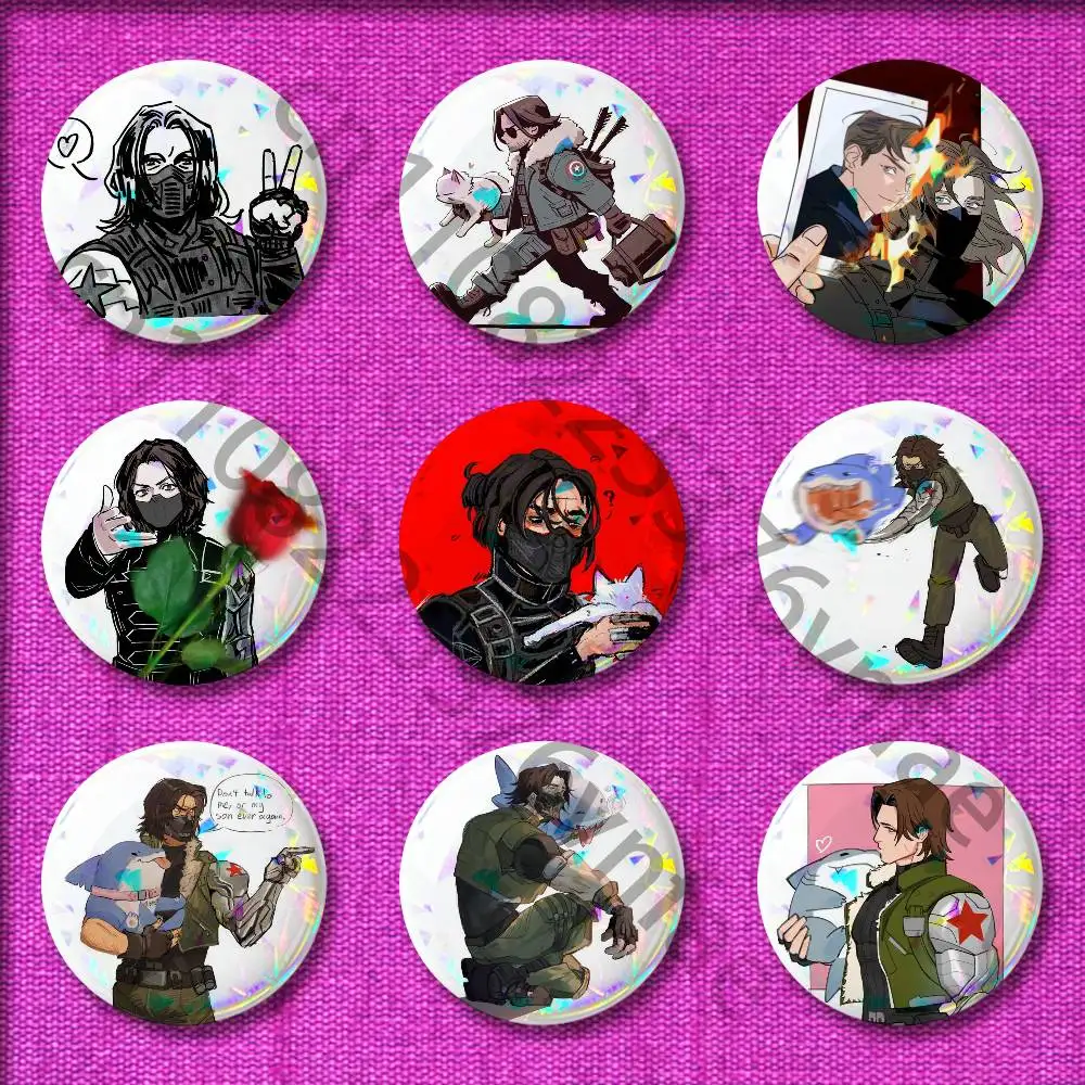 

B-Bucky B-Barnes Soldier Badge For 44mm 32mm 58mm 25mm 75mm Round Pin Brooch Insignia Case Collectibles