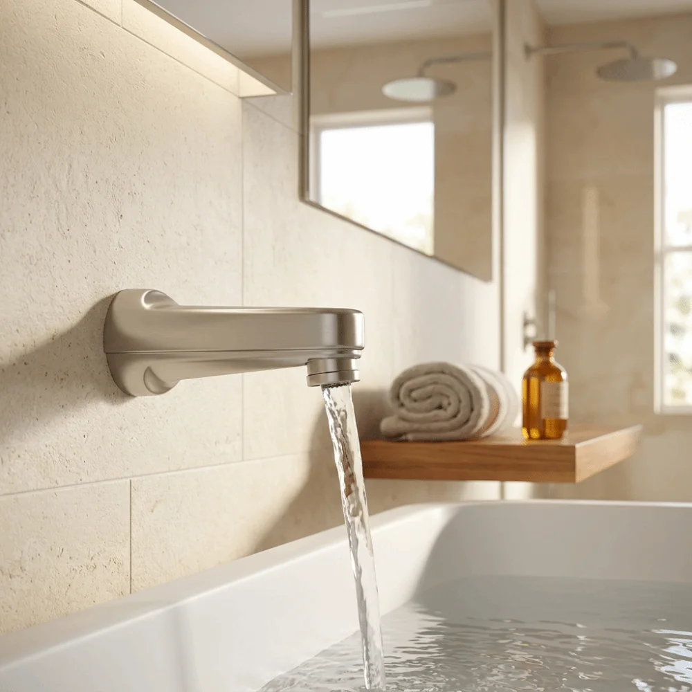 5‑1/4 Inch Bathtub Spout Solid Metal Rust‑Proof Metal Bathtub Spout Wear‑Resistant Simple To Install Bathtub Spout With Diverter