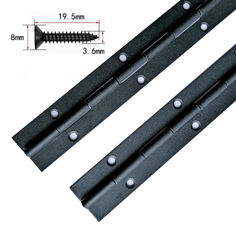 Dobradiças de piano pretas, 8 polegadas, 10 polegadas, 12 polegadas, 16 polegadas, 20 polegadas, dobradiça contínua de aço inoxidável resistente, móveis de armário, 6-20 polegadas