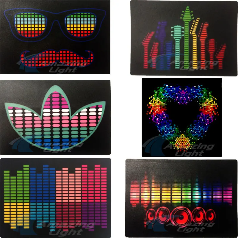 Blinking Music Guitar Panel Party Carton Light Up Panel T Shirt Music Sound Activated Flashing El Panel  For  T-shirt