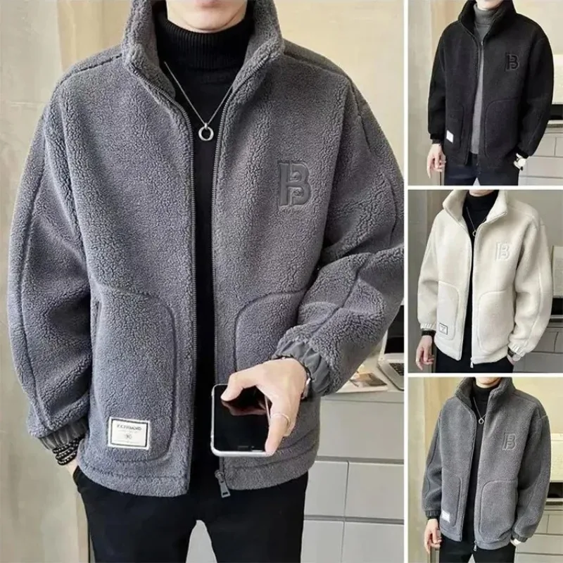 Men's Winter Fleece-lined Thickened Woolen Jacket Autumn/winter New Warm Clothing Casual Scene Loose Type Overcoat Mens Jacket