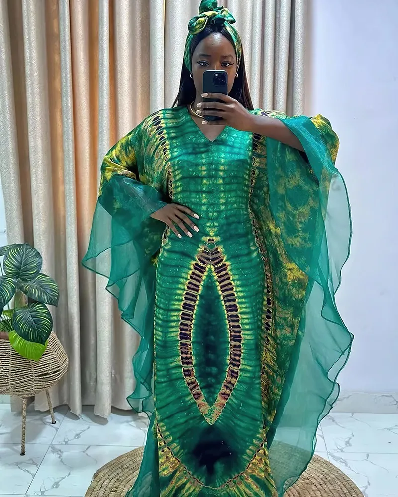 

Bohemian Ethnic Kaftan Women African Print Dresses Evening Gown Mesh Party Robe Loose Boubou Dashiki Africa Clothing Dubai Abaya