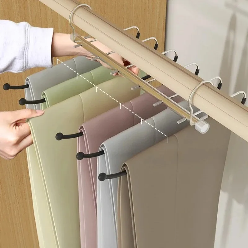 Telescopic Foldable Pant Hanger, Multifunctional Multi-layer Clothes Hanger, Non-slip Non-marking Wardrobe Organizer