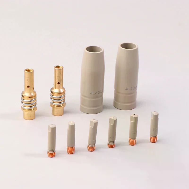 0.8/1.0/1.2mm MIG Torch Gas Nozzle Tip Holder Protection Parts 15AK Welding Torch New Coating Protection Nozzle 9Pcs