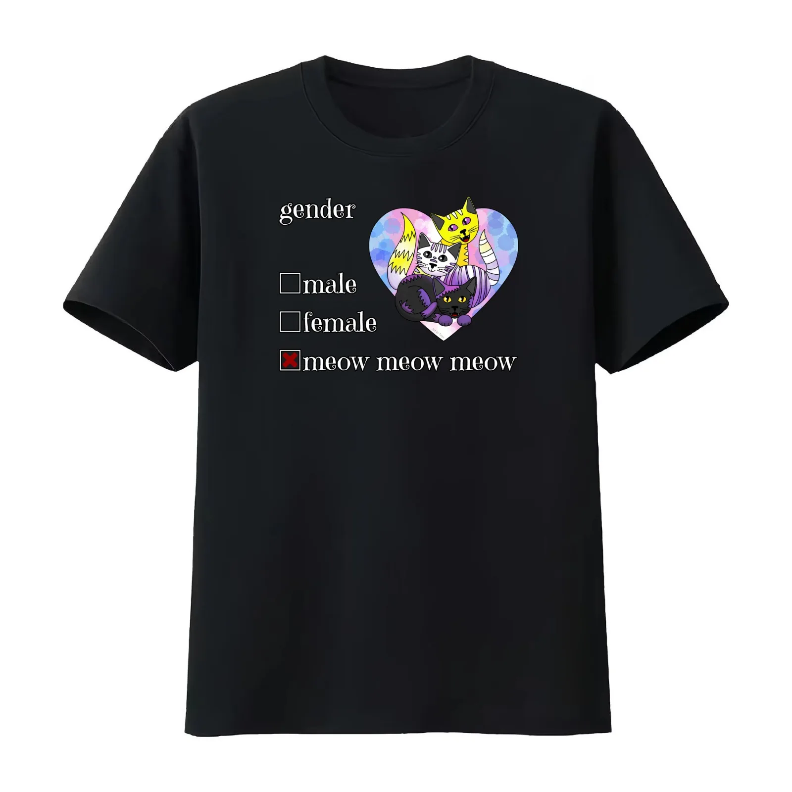 My gender is purrfect T-Shirt Summer Casual Cotton Tee Oversized Streetwear Tops Vintage Graphic Print Unisex Men Women