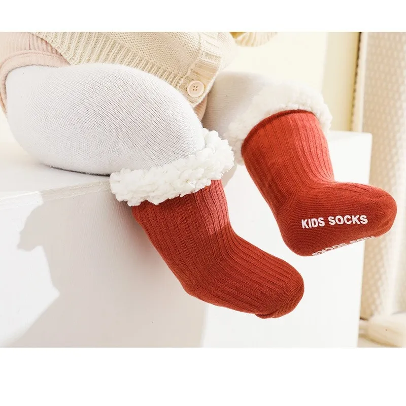 Cute Baby Girls Boys Toddlers Winter Ultra Thick Warm Cotton Socks Non-slip Floor Walking Grip Socks Xmas Kids Gift