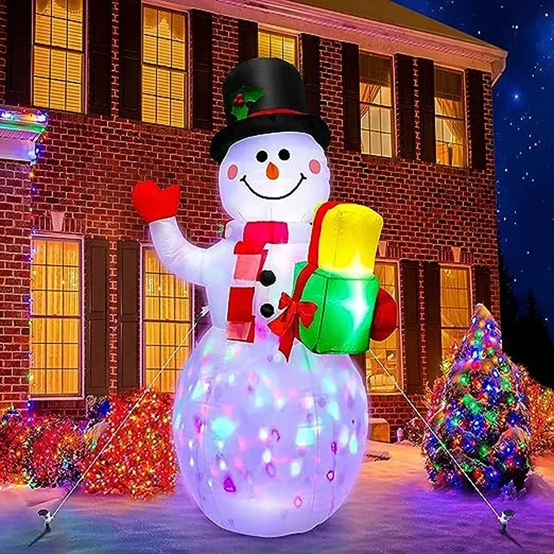 

1.5m Cartoon Giant Snowman LED Cartoon Snowman Garden Lawn Yard Supplies Inflatable Snowman Xmas Props Christmas atmosphere