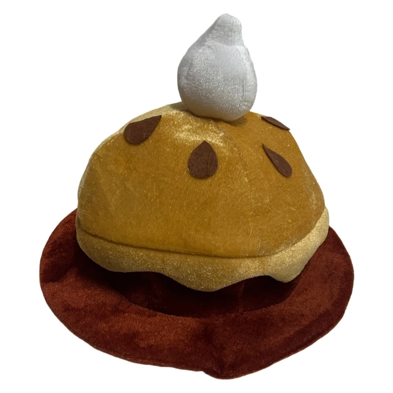 

Lovely Pumpkin Pie Hat Costume Props With Cream Detail For Adult Halloween Festival Role Playing Photoshoots Dressingup