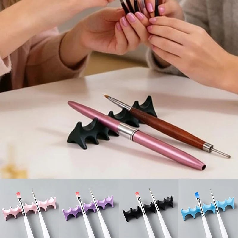 Soft Silicone Nail Pen Holder Brush Rack Shelf UV Gel Brush Display Stand Makeup Painting Pen Rest Organizer Stander Manicure