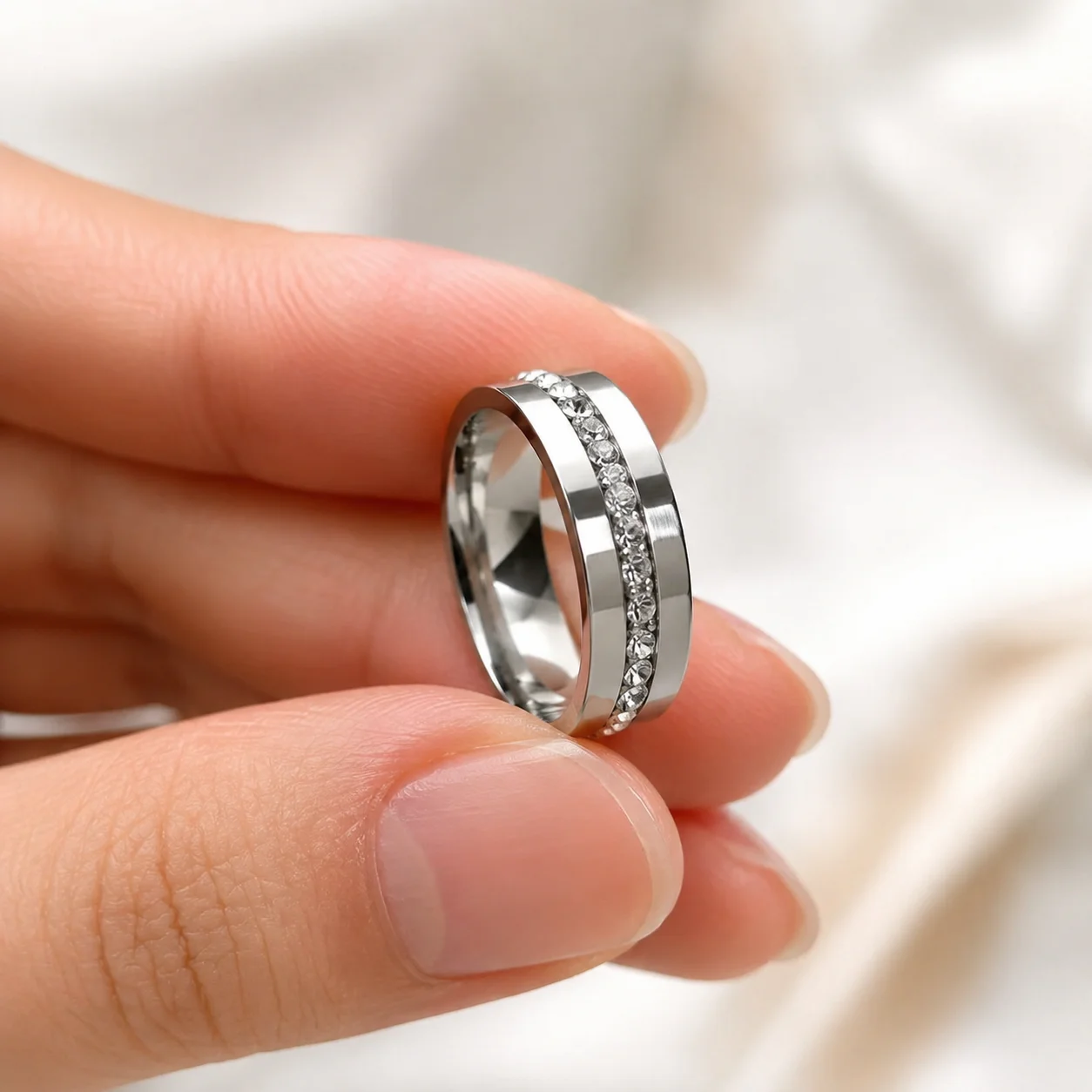 10Pcs Classic Women's Gold Stainless Steel Rings Cubic Zirconia Engagement Anniversary Wedding Jewelry Female Accessory PF272